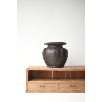 唐物牡丹籠写 手付宮島籠 六兵衛作 竹篭　U274 