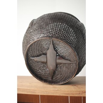 唐物牡丹籠写 手付宮島籠 六兵衛作 竹篭　U274 