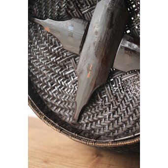 唐物牡丹籠写 手付宮島籠 六兵衛作 竹篭　U274 