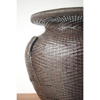 唐物牡丹籠写 手付宮島籠 六兵衛作 竹篭　U274 