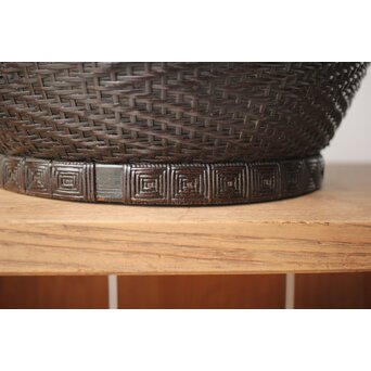 唐物牡丹籠写 手付宮島籠 六兵衛作 竹篭　U274 