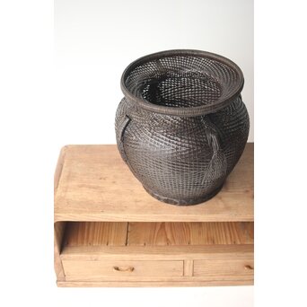 唐物牡丹籠写 手付宮島籠 六兵衛作 竹篭　U274 