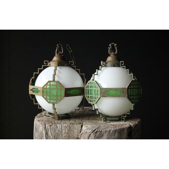 緑色ダイアガラス アールデコ照明　A005 類似品あり