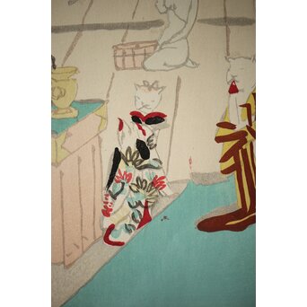 木村荘八《猫の銭湯 The public bath of a cat》木版画　Z282 