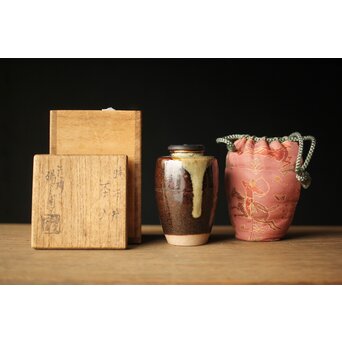 陽炎園 膳所焼茶入　P324