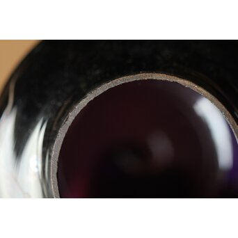 紫江戸ガラス 金泥絵茶入/盃台　Y033 