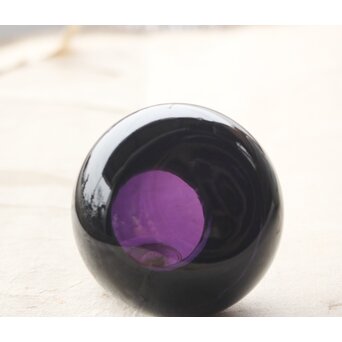 紫江戸ガラス 金泥絵茶入/盃台　Y033 