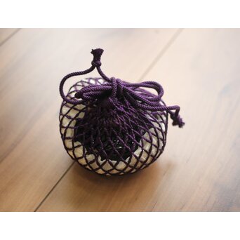 紫江戸ガラス 金泥絵茶入/盃台　Y033 