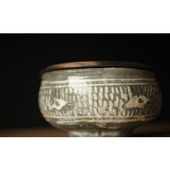 李朝初期 高麗陶器 三島手盃/茶入　P326 