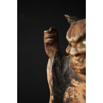 木彫玉眼 大津絵 鬼の寒念仏　X338 