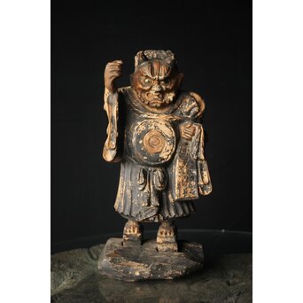 木彫玉眼 大津絵 鬼の寒念仏　X338