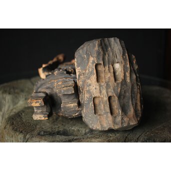 木彫玉眼 大津絵 鬼の寒念仏　X338 