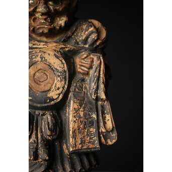 木彫玉眼 大津絵 鬼の寒念仏　X338 