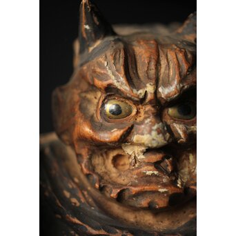 木彫玉眼 大津絵 鬼の寒念仏　X338 