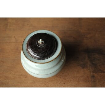 原口卓士 粉青青磁香炉 唐木蓋　P327 