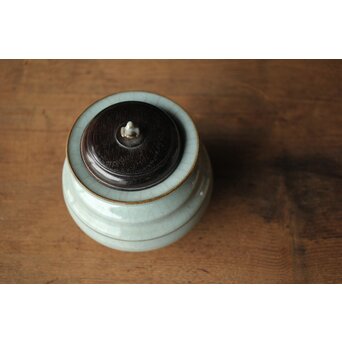 原口卓士 粉青青磁香炉 唐木蓋　P327 