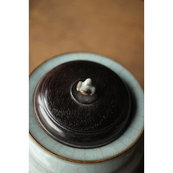 原口卓士 粉青青磁香炉 唐木蓋　P327 