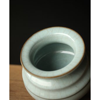 原口卓士 粉青青磁香炉 唐木蓋　P327 