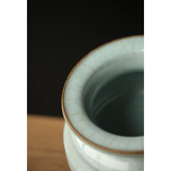 原口卓士 粉青青磁香炉 唐木蓋　P327 