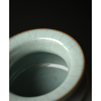 原口卓士 粉青青磁香炉 唐木蓋　P327 