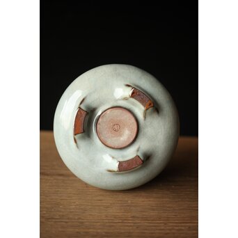 原口卓士 粉青青磁香炉 唐木蓋　P327 