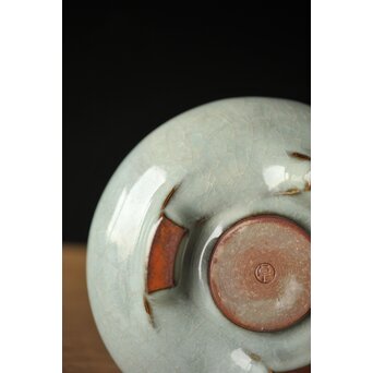 原口卓士 粉青青磁香炉 唐木蓋　P327 