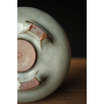 原口卓士 粉青青磁香炉 唐木蓋　P327 