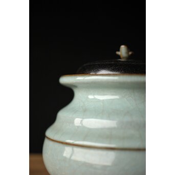 原口卓士 粉青青磁香炉 唐木蓋　P327 