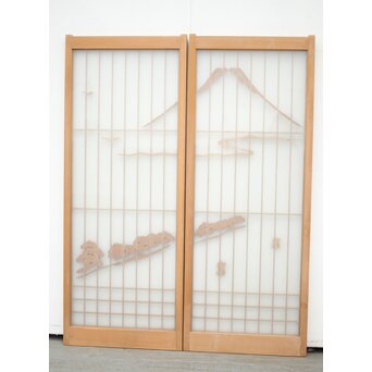 三保の松原 富士 ガラス入書院 2枚1組　R0154 