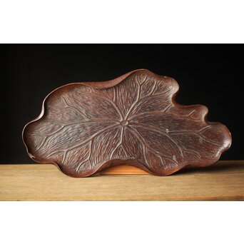 時代 桑蓮煎茶盆　X340