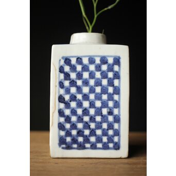 染付市松 青花小花瓶 茶入　P330 