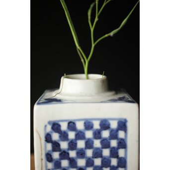 染付市松 青花小花瓶 茶入　P330 