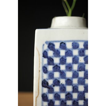 染付市松 青花小花瓶 茶入　P330 