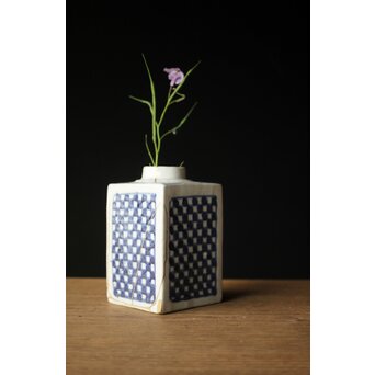 染付市松 青花小花瓶 茶入　P330 