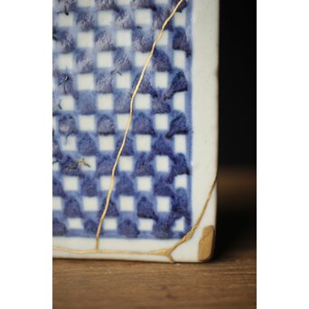 染付市松 青花小花瓶 茶入　P330 