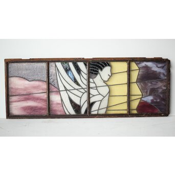 鉄枠 ステンドグラス　Y034Y 