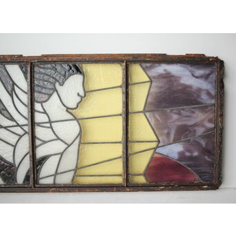 鉄枠 ステンドグラス　Y034Y 