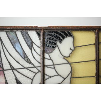 鉄枠 ステンドグラス　Y034Y 