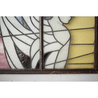 鉄枠 ステンドグラス　Y034Y 