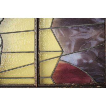 鉄枠 ステンドグラス　Y034Y 