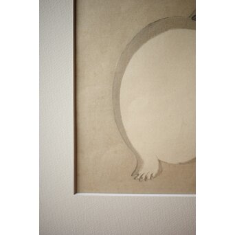 井元荻浦 木版画 兎 版権 土井英一　Z283 