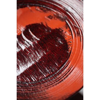 村瀬治兵衛 朱刷毛目 栗ハツリ千菓子器 五客一組　Q296 