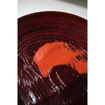 村瀬治兵衛 朱刷毛目 栗ハツリ千菓子器 五客一組　Q296 