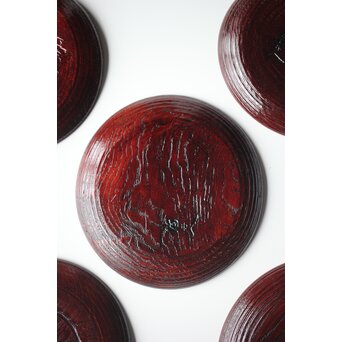 村瀬治兵衛 朱刷毛目 栗ハツリ千菓子器 五客一組　Q296 