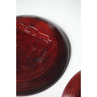 村瀬治兵衛 朱刷毛目 栗ハツリ千菓子器 五客一組　Q296 