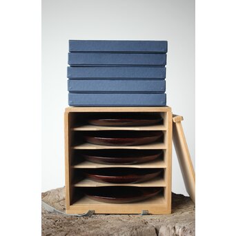 村瀬治兵衛 朱刷毛目 栗ハツリ千菓子器 五客一組　Q296 