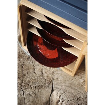 村瀬治兵衛 朱刷毛目 栗ハツリ千菓子器 五客一組　Q296 