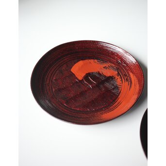 村瀬治兵衛 朱刷毛目 栗ハツリ千菓子器 五客一組　Q296 