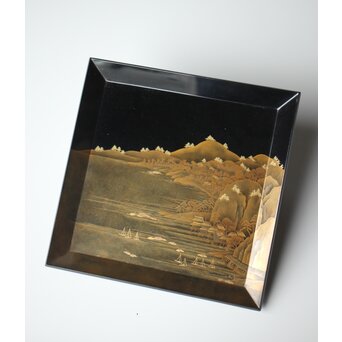 研出蒔絵 四方香盆　Q297 