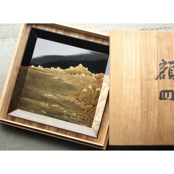 研出蒔絵 四方香盆　Q297 